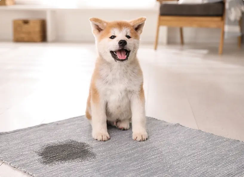 Corgi peed on rug