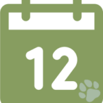 calendar graphic with 12 and a paw on it