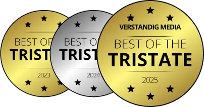 award badges for all three years gold and silver color